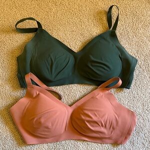 Aerie Smoothiez Wireless Bras in Forest Green & Dusty Rose